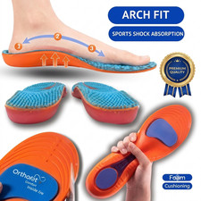 Orthotic Insoles Arch Support Plantar Fasciitis Flat Feet Back & Heel Pain 3-12