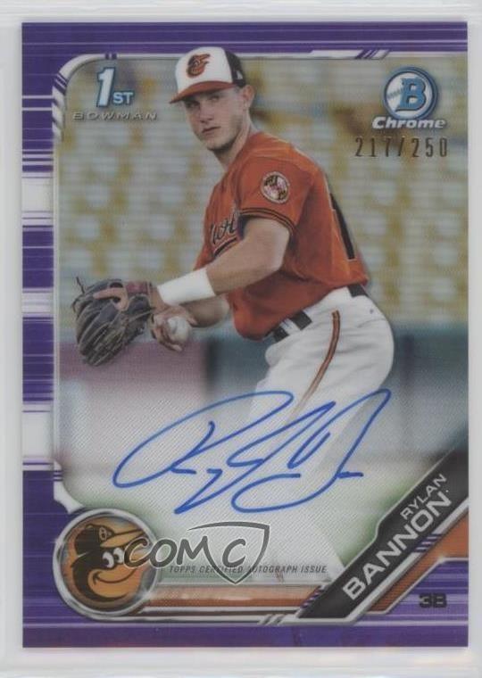 2019 Bowman Chrome Prospect Purple Refractor /250 Rylan Bannon #CPA-RB Auto 0f5t