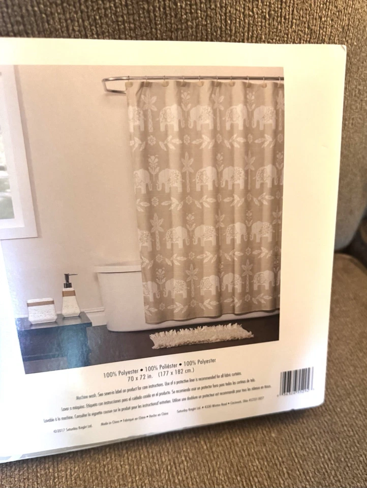 2 unidades Saturday Knight LTD Elephant Walk Palm Trees tecido forro de cortina de chuveiro - Imagem 4 de 4