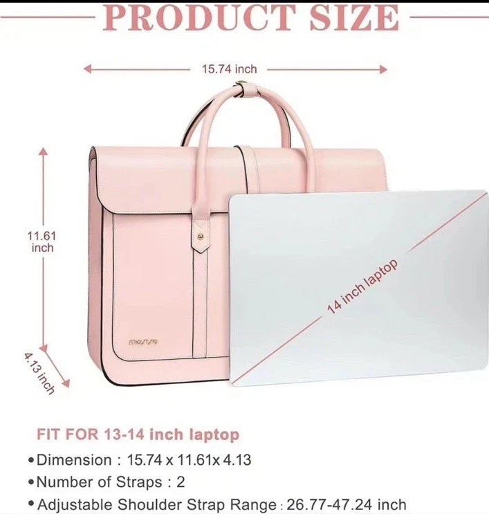Mosiso 14-16 Inch PU Leather Laptop Bag For Women Convertible Briefcase/Backpack - Image 3 of 4