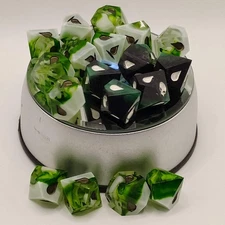 Handcrafted Vampire: The Masquerade Dice Set Verdant Green and Dark Green with B