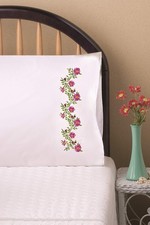 Design Works Tobin Stamped Pillowcases   Verbena 20"x30" Embroidery Kit