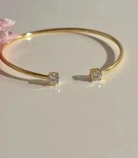 2Ct Round Cut White Moissanite Women's Bangle Bracelet 14K Yellow Gold Plated