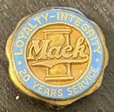 VTG Mack Truck Lapel Pin Gold Filled “20 YEARS SERVICE LOYALTY INTEGRITY “ Used
