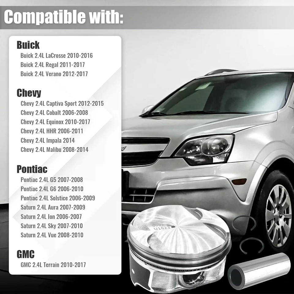 Juego de 4 pistones de motor de tamaño estándar para Pontiac G5 G6 Solstice 206-2010 Foto 4 de 4