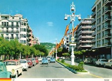 Vintage Postcard San Sebastian Avenida De Espana Avenue Buildings Spain