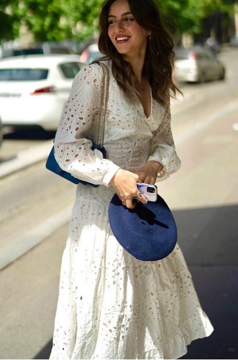 ZARA MIDI DRESS WITH CUTWORK EMBROIDERY WHITE XS-XXL REF