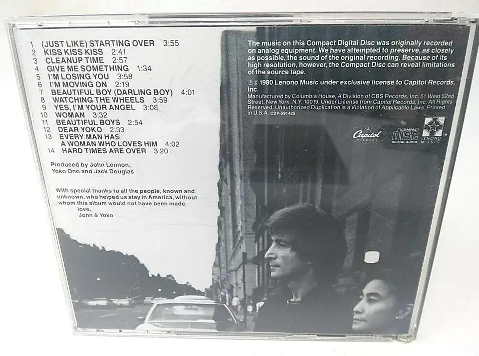 John Lennon & Yoko Ono Double Fantasy CD Capitol Records CDP