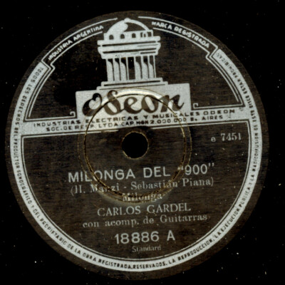 CARLOS GARDEL -VOC- & Gitarre  Milonga del ''1900''   Schellackplatte 78rpm  S2823
