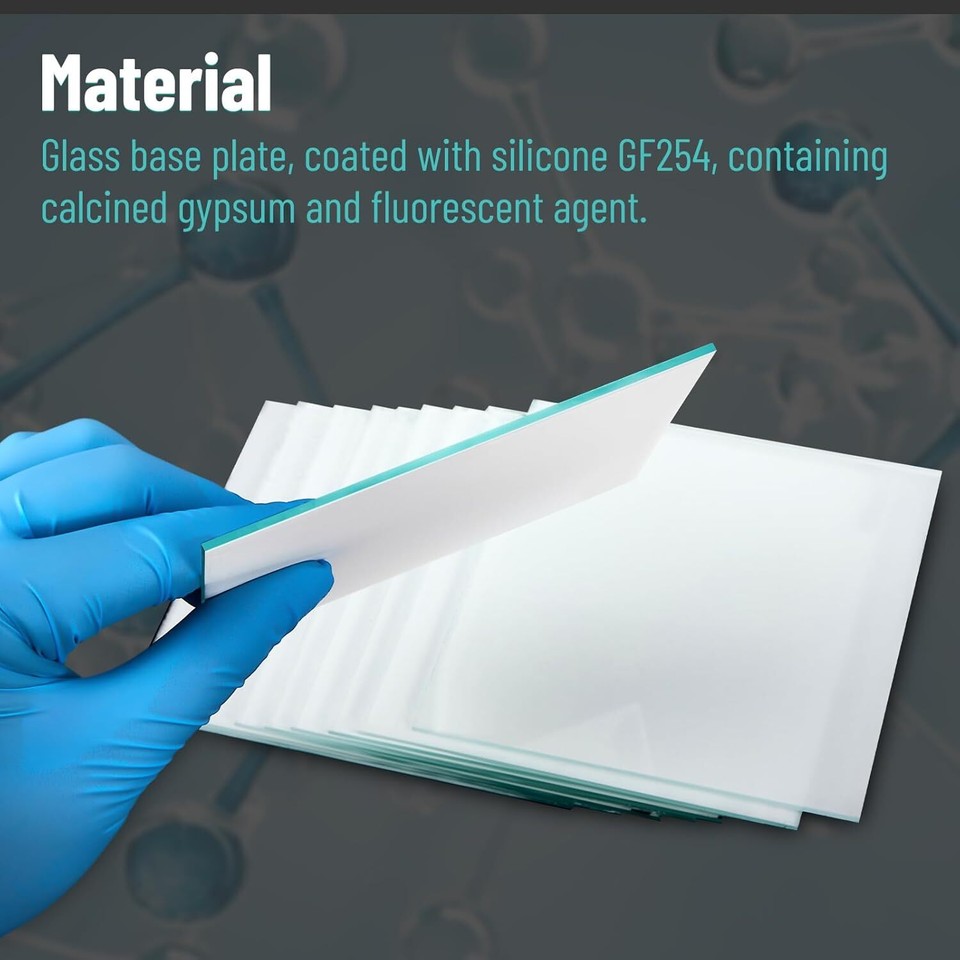 20 Pack TLC Plates 100mmx100mm Glass Backed TLC Classical Silica Gel