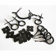 8 Painted Steel Vintage Ring Pulls w Square Face Plate Washers + handle FREE SH