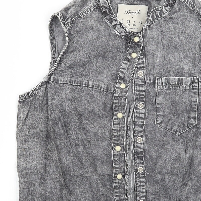 Denim co Womens Grey Polyester Blend Basic Button… - image 6