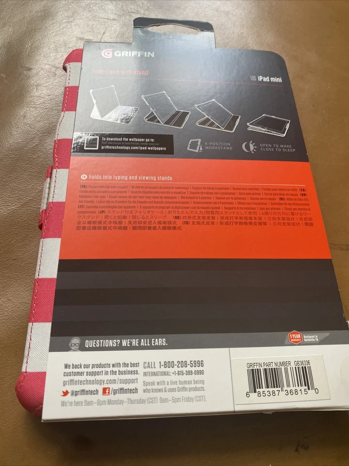 BIN Griffin Cabana Journal Rosa/Blanco Rayas Cubierta iPad Mini y iPad Mini Retina Foto 2 de 4