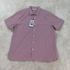 Perry Ellis Mens Shirt XXL  Red White Plaid Portfolio Button Down NWT