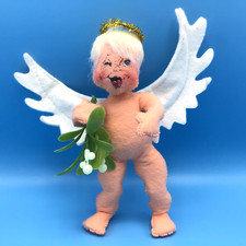 Annalee 1992 Angel with Mistletoe 7" Christmas Doll Baby Angel Open Mouth 3 EUC
