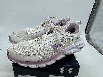 Under Armour Charged Assert 9 Running Sneakers Womens White Pink Low Top - 10