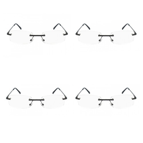 EYE ZOOM 4 Pack Rimless Metal Frame Reading Glasses with Pouch for Men Women - Picture 19 of 38