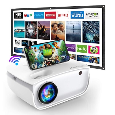 Groview Mini Beamer FHD Heimkino Projektor LED WiFi | Inkl. 100'' Leinwand