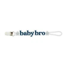 Mud Pie Baby Bro Blue Silicone Pacy Strap Pacifier Clip