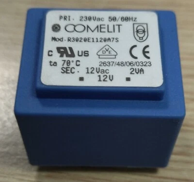 Trasformatore Comelit 230 VAC 12VAC 2VA 70° R3020E1120A7S COMELIT R3020E1120A7S