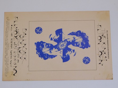 KINKS/ELTON JOHN Fillmore West 11/12-15/1970 BG-256 Postcard - David Singer Art - Picture 7 of 18