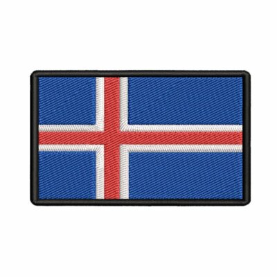 Iceland Flag Embroidered Applique Iron-On/Hook & Loop Patch 3'' x 2''