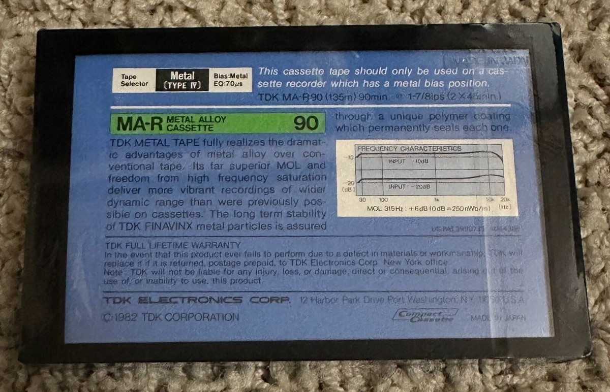 TDK MA-R90 Metal Position Type IV Metal Alloy Cassette Tape Sealed