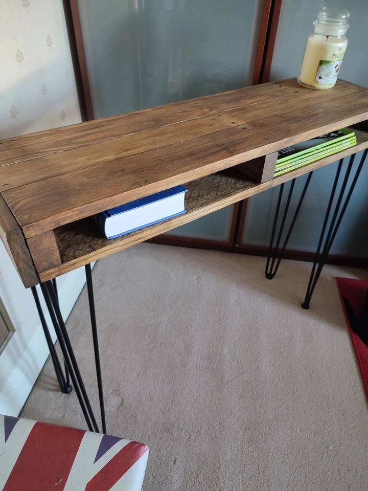 Industrial Handmade Rustic Console Hall Table with storage Reclaimed Wood - Image 2 of 4