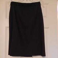 Mondi Women's US 12 EU Size 40 Straight Black 98 Virgin Wool Lined Skirt