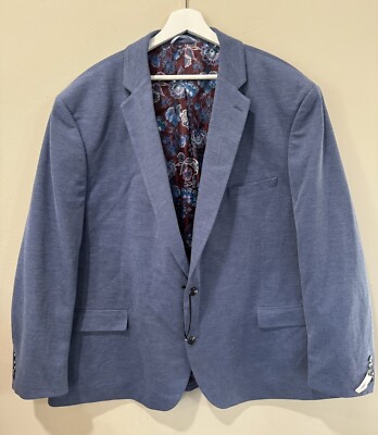 JOHNNY BIGG Blue Textured Lined Blazer Sport Coat Jacket Size 54 Big & Tall NEW