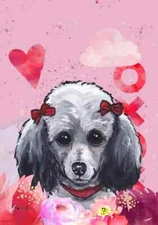 Poodle Grey Hippie Hound Studios Valentine Flag