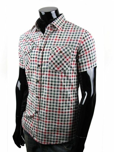 Mens Shirts Short Sleeves Luxury Casual Plaids Checks Multicolor Cotton Shirts - Picture 13 of 19