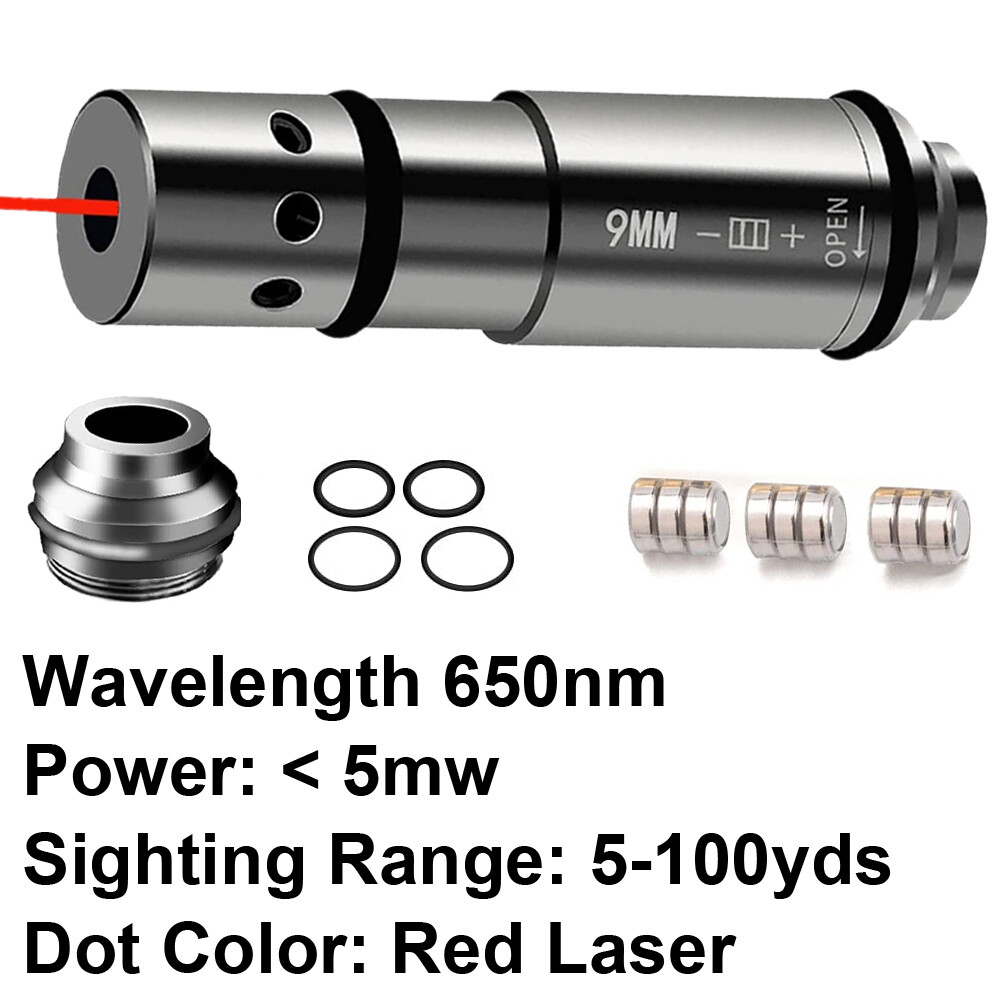 9mm Red Laser Bore Sight Cartridge Dry Fire Shooting Training Brass