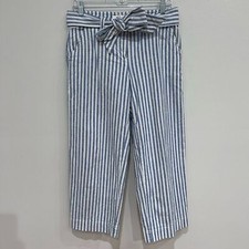 Vineyard Vines Linen Stripe Cropped Catamaran Pants Tie Belt, Blue  White, 4