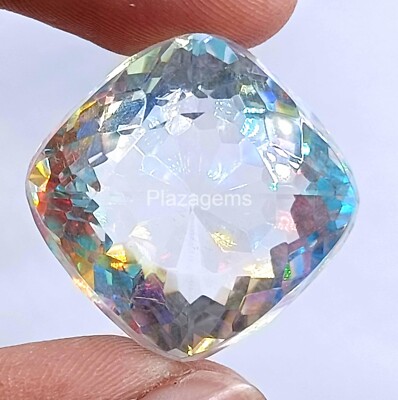 Lab Grown 70 Ct Certified Bi-Color Mystic Topaz Cushion Cut Loose Gemstone 4JKH