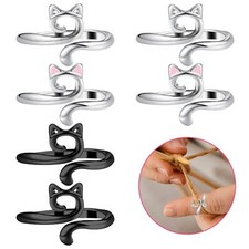 6 Pcs Adjustable Metal Yarn Crochet Tension Ring for Finger DIY Crafts Gifts