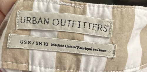 Urban Outfitters pantaloni da donna a botte in cotone a righe pieghe a botte taglia 6 - Foto 2 di 7