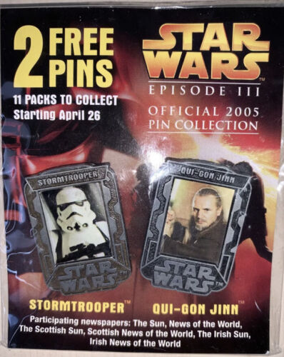 Star Wars Episode III Official 2005 Pins New Stormtrooper And Qui-Gon-Jinn