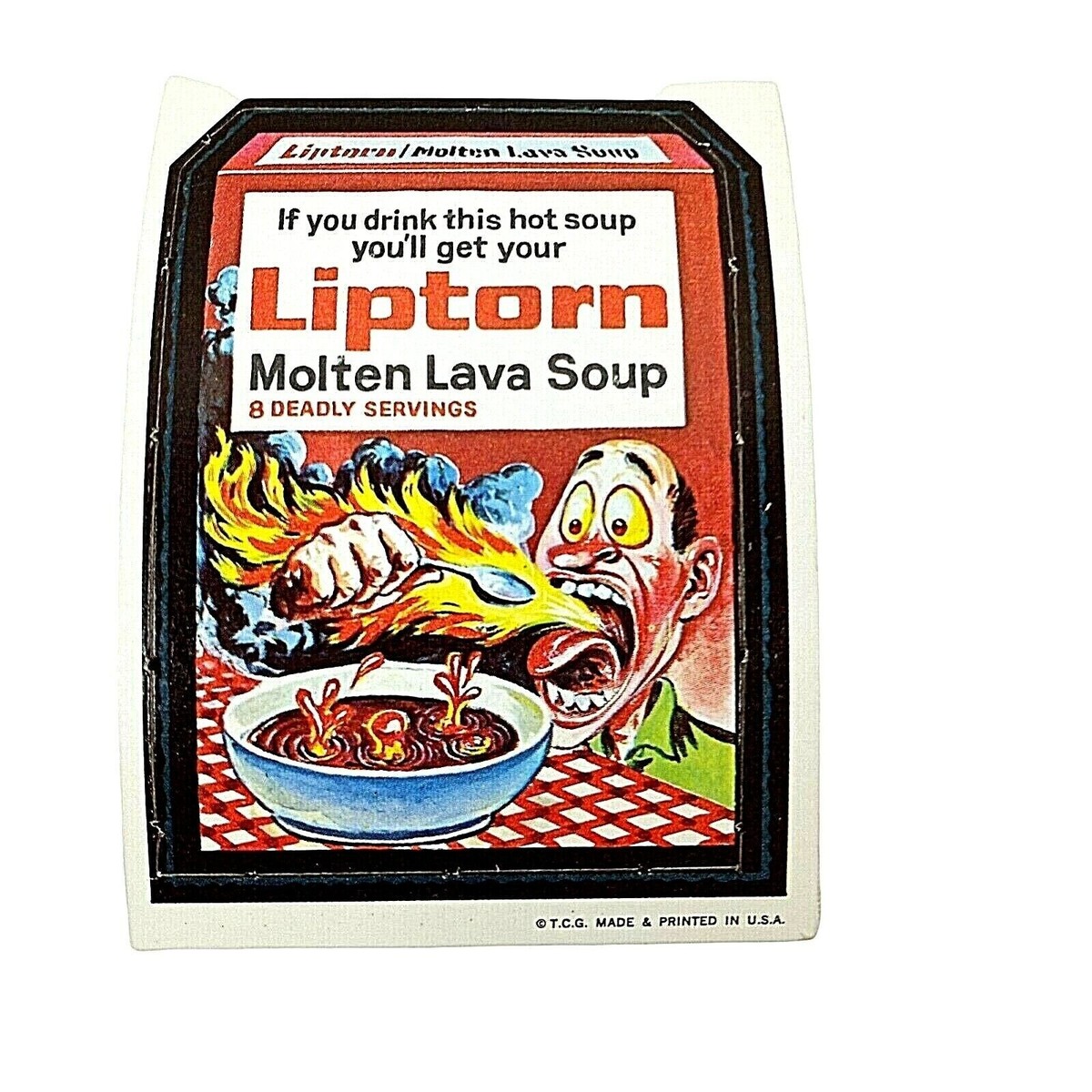 Vintage 1967 Topps Wacky Packs Card Liptorn Molten Lava Soup Die