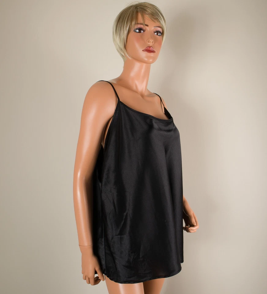 💖 Camiseta sin mangas COVINGTON Mujer Plus 24-26 negra satinada elástica cami correa de espagueti Foto 3 de 4