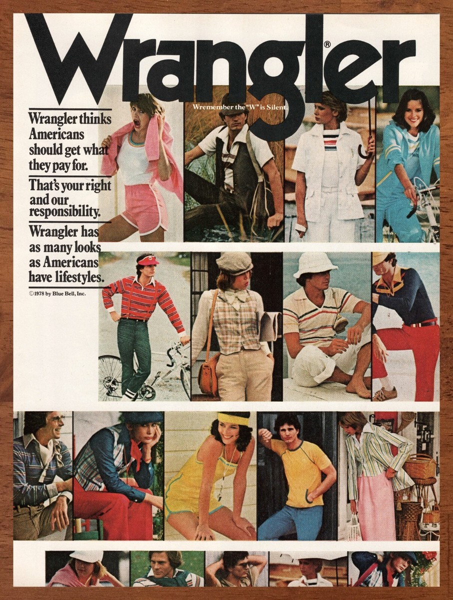 1978 Wrangler Clothing Vintage Print Ad/Poster 70s Fashion