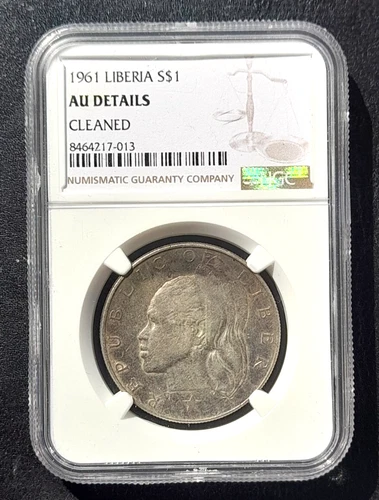 1961 LIBERIA $1 One Dollar  .900 Silver *RARE* : NGC AU (Details)
