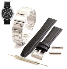 Pack of 2 Steel Bracelet & Leather Replacement Watch Band Fits Bulova 96A225