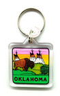Vintage NOS Oklahoma Indian Teepees Buffalo Keychain Keyring — photo 1