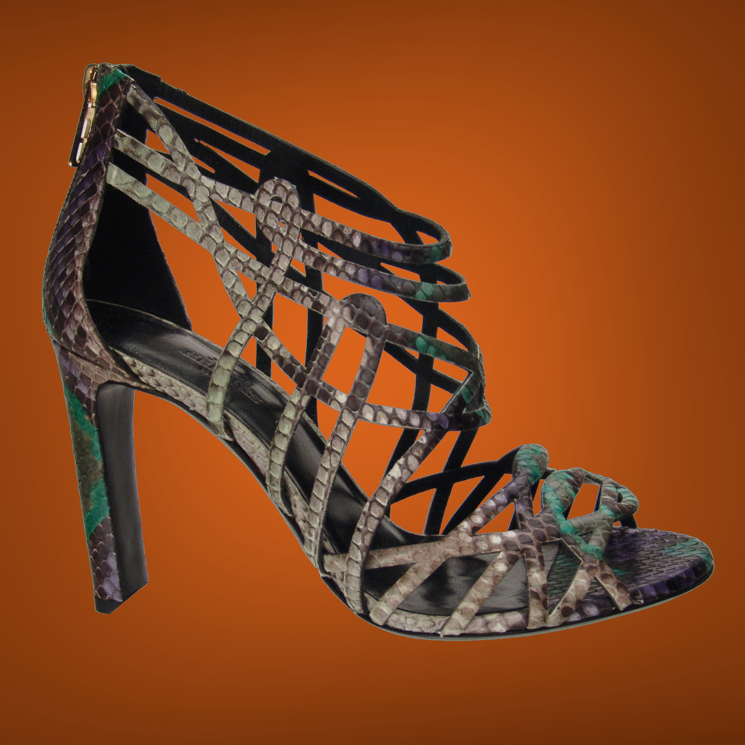 Hermes Multicolor Python Open Toe Cage Sandals Pu… - image 14