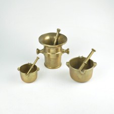 3 x Messing M&ouml;rser & St&ouml;&szlig;el - massiv - schwer - Vintage Brass Mortar