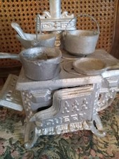 Vintage Salesman's Sample Doll House Toy Cast Iron QUEEN Miniature Stove