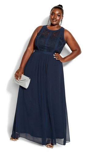 Panelled Bodice Maxi Dress - Navy 