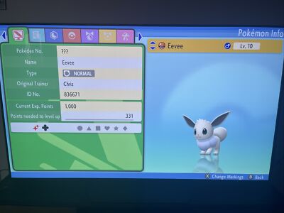 shiny eevee pokemon brillanter diamant & leuchtende perle max IV