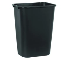 Commercial Wastebasket Trash Container, 41QT/10.25 GAL, Plastic, Black, Stackabl